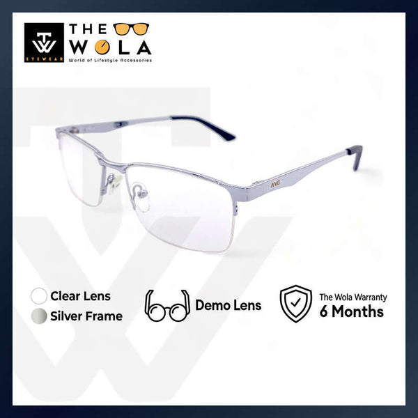 2.5 NVG OPH Men's Rectangle Frame Silver Metal Optical Frame with Demo Lens OPHSC1541212