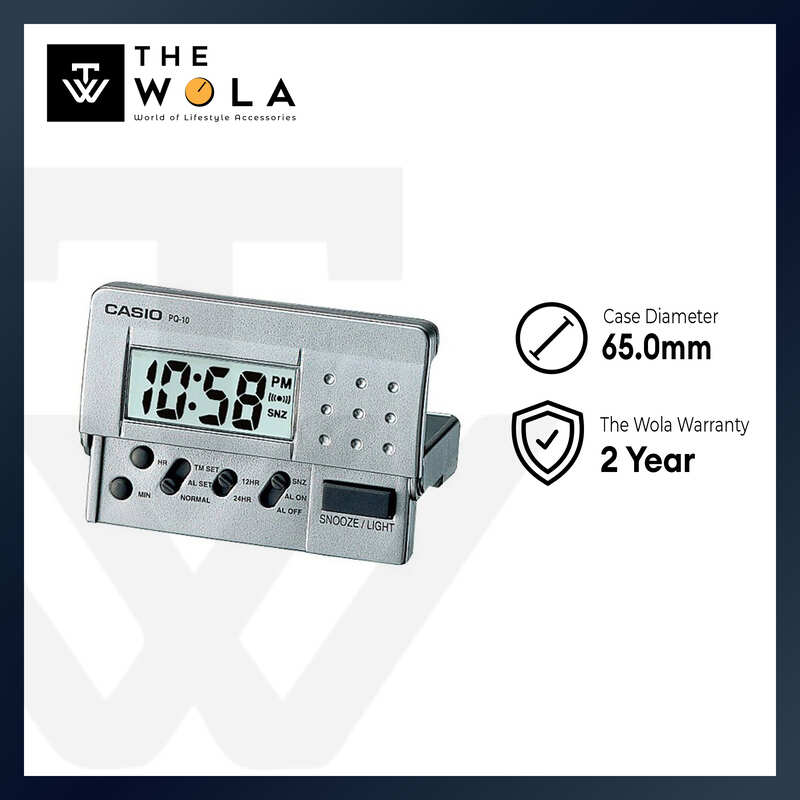 Casio Digital Alarm Clock With Light PQ-10D-8RDF for Desk Top / Table / Bedside