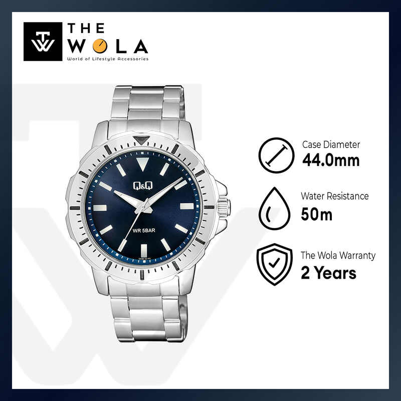 Q&Q Watch by Citizen Q43B-001PY Men Analog Watch with Silver Stainless Steel Strap
