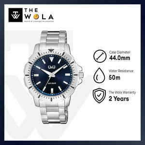 Q&Q Watch by Citizen Q43B-001PY Men Analog Watch with Silver Stainless Steel Strap