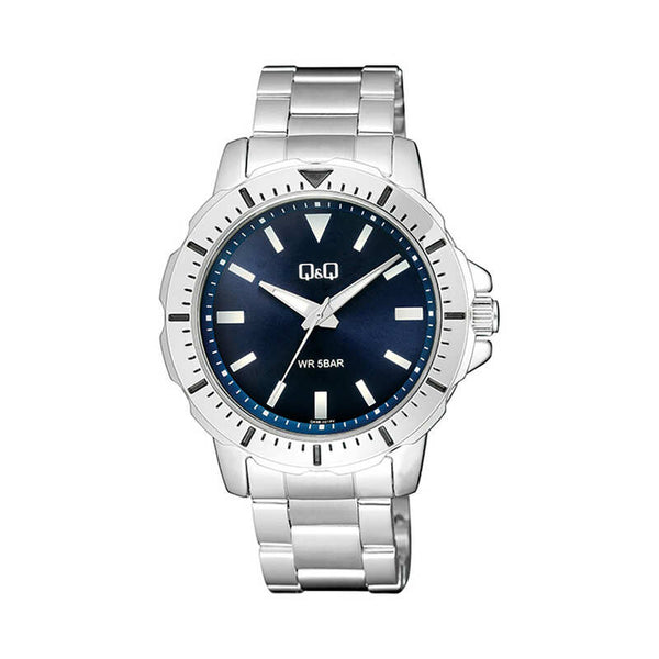 Q&Q Watch by Citizen Q43B-001PY Men Analog Watch with Silver Stainless Steel Strap