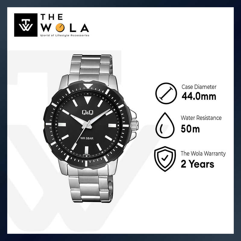 Q&Q Watch by Citizen Q43B-002PY Men Analog Watch with Silver Stainless Steel Strap