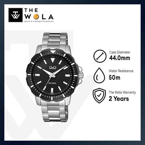 Q&Q Watch by Citizen Q43B-002PY Men Analog Watch with Silver Stainless Steel Strap