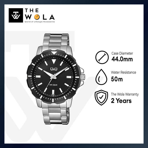Q&Q Watch by Citizen Q43B-002PY Men Analog Watch with Silver Stainless Steel Strap