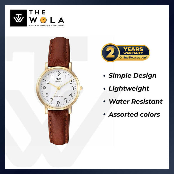 Q&Q Watch by Citizen Q979J104Y Women Analog Watch with Brown Leather Strap