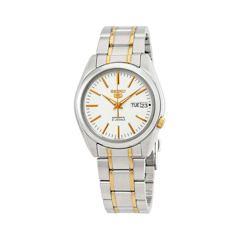 Seiko Men's Automatic Watch SNKL47J Silver and Gold Stainless Steel Strap