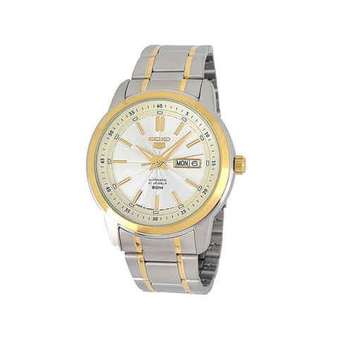 Seiko Men's Automatic Watch SNKM92J Silver and Gold Stainless Steel Strap