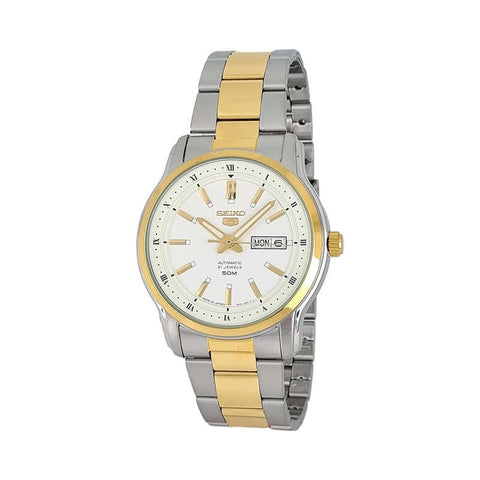 Seiko Men's Automatic Watch SNKP14J Silver and Gold Stainless Steel Strap