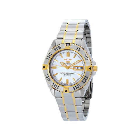 Seiko Men's Automatic Watch SNZB24J Silver and Gold Stainless Steel Strap
