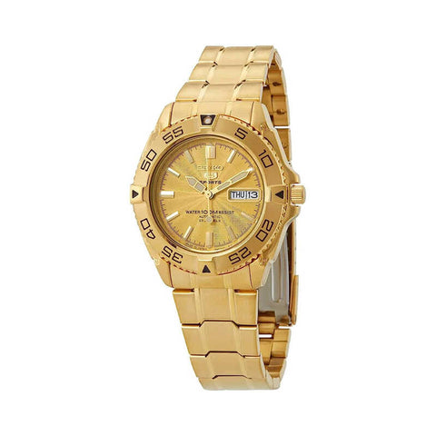Seiko Men's Automatic Watch SNZB26J Gold Stainless Steel Strap