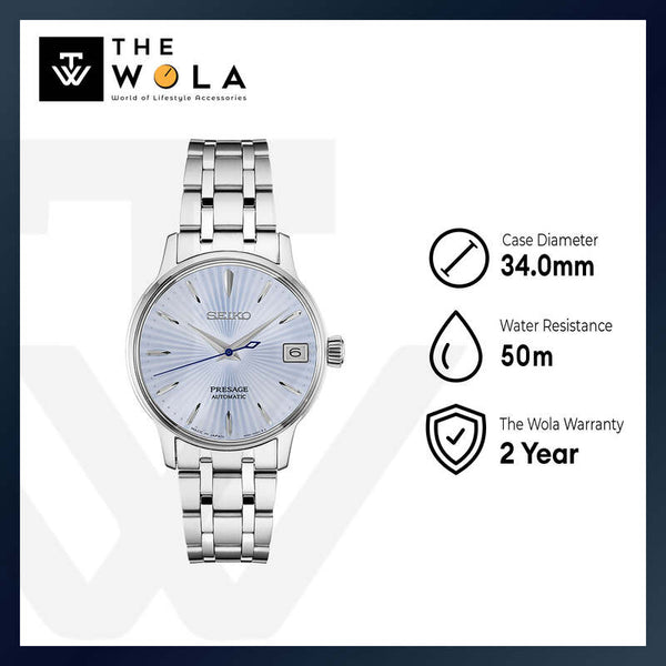 Seiko Presage Cocktail Time Women Analog Automatic Watch SRP841J Silver Stainless Steel Strap