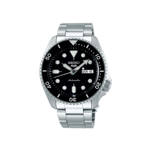 Seiko 5 Sports SRPD55K1 Superman Automatic Men's Watch | Black Dial with Silver Stainless Steel Bracelet