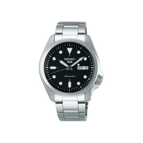 Seiko 5 Sports SRPE55K1 Superman Automatic Men's Watch | Black Dial with Silver Stainless Steel Bracelet