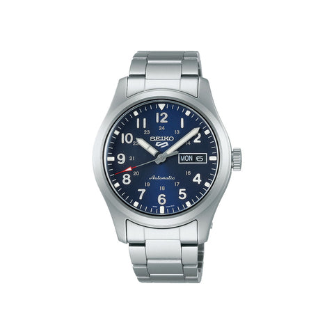 Seiko 5 Sports SRPG29K1 Superman Automatic Men's Watch | Blue Dial with Silver Stainless Steel Bracelet