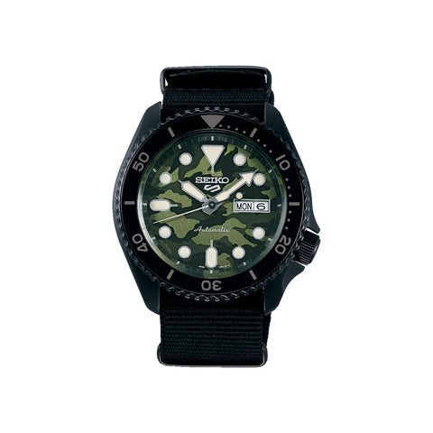 Seiko 5 Sports Superman SRPJ37K1 Automatic Men's Watch | Camouflage Green Dial with Black Nylon Strap