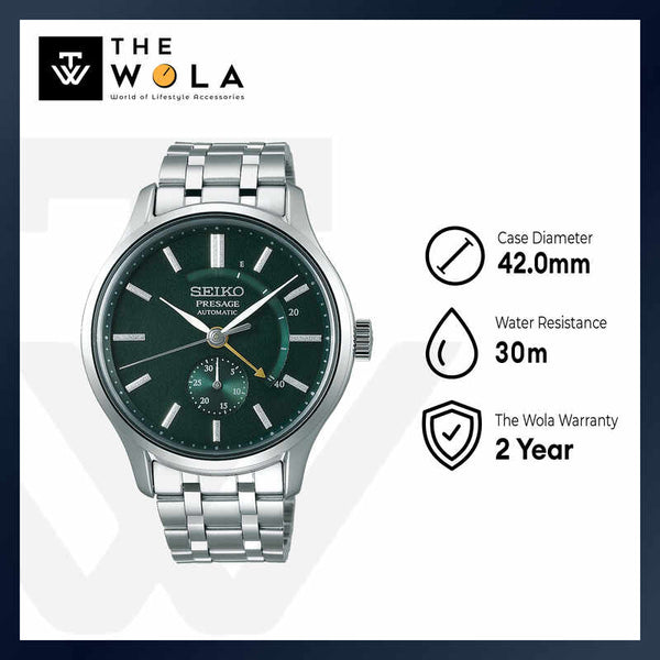 Seiko Presage SSA397J1 "Zen Garden" Green Dial Men's Automatic Watch with Stainless Steel Band