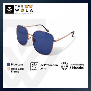 2.5 NVG Women's Square Frame Rose Gold Metal UV Protection Sunglasses SUN2140909