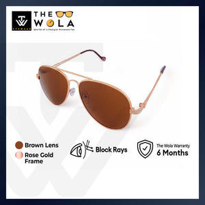 2.5 NVG Unisex's Aviator Frame Rose Gold Metal UV Protection Sunglasses SUNSC3530901