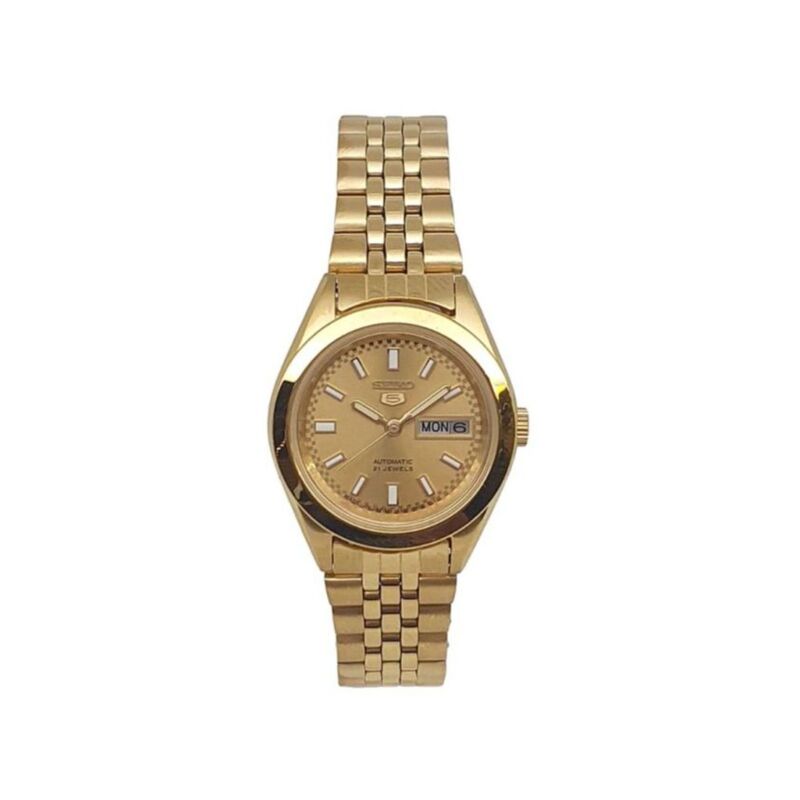 Seiko Automatic 21 Jewels Calendar Golden Stainless steel ladies watch SYMF62J