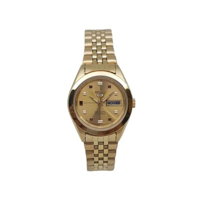 Seiko Automatic 21 Jewels Calendar golden Stainless steel ladies watch SYMG18J