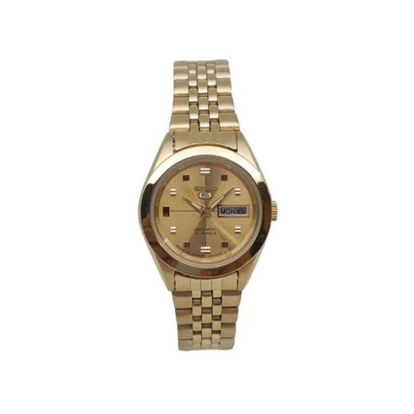 Seiko Automatic 21 Jewels Calendar golden Stainless steel ladies watch SYMG18J