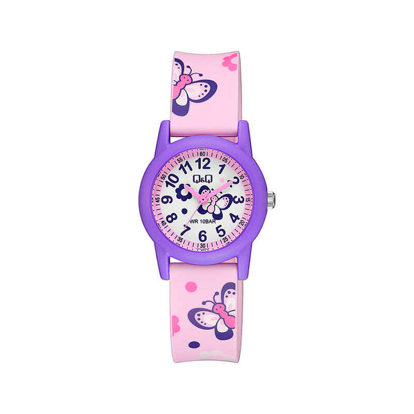 Q&Q Watch By Citizen V22A-009VY Kids Analog Watch with Pink Resin Strap