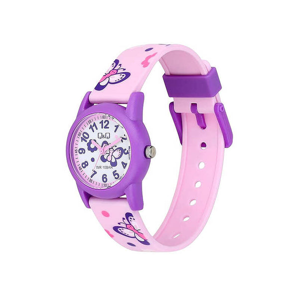 Q&Q Watch By Citizen V22A-009VY Kids Analog Watch with Pink Resin Strap