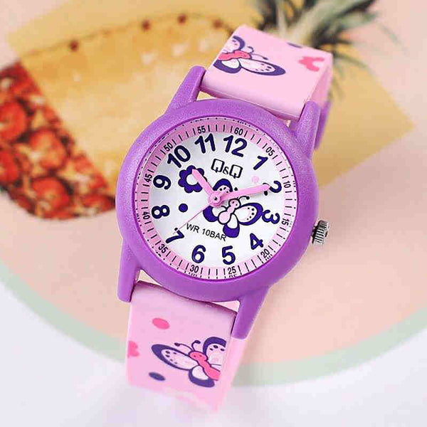 Q&Q Watch By Citizen V22A-009VY Kids Analog Watch with Pink Resin Strap