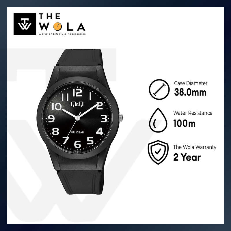 Q&Q Watch By Citizen V25A-001VY Women Analog Watch with Black Resin Strap