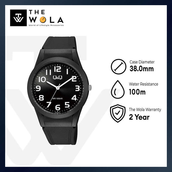 Q&Q Watch By Citizen V25A-001VY Women Analog Watch with Black Resin Strap