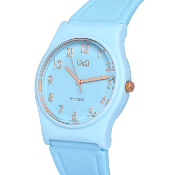 Q&Q Watch by Citizen VP34J075Y Unisex Analog Watch with Blue Rubber Strap