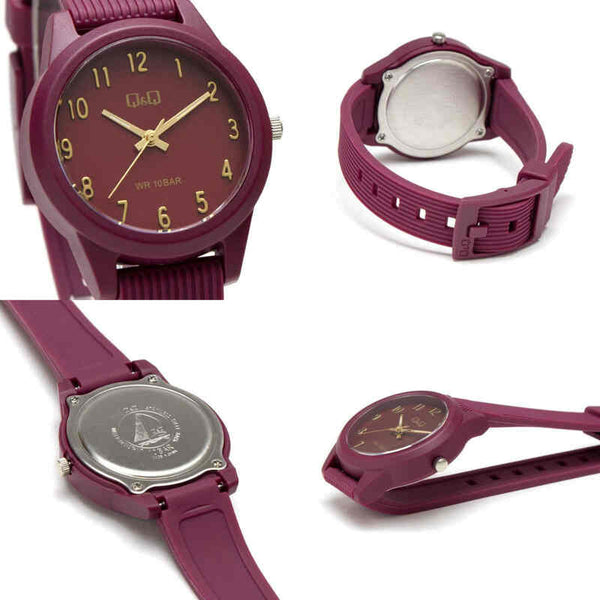 Q&Q Watch by Citizen VP34J080Y Unisex Analog Watch with Red Rubber Strap