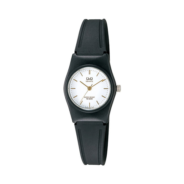 Q&Q Watch By Citizen VP35J005Y Women Analog Watch with Black Rubber Strap