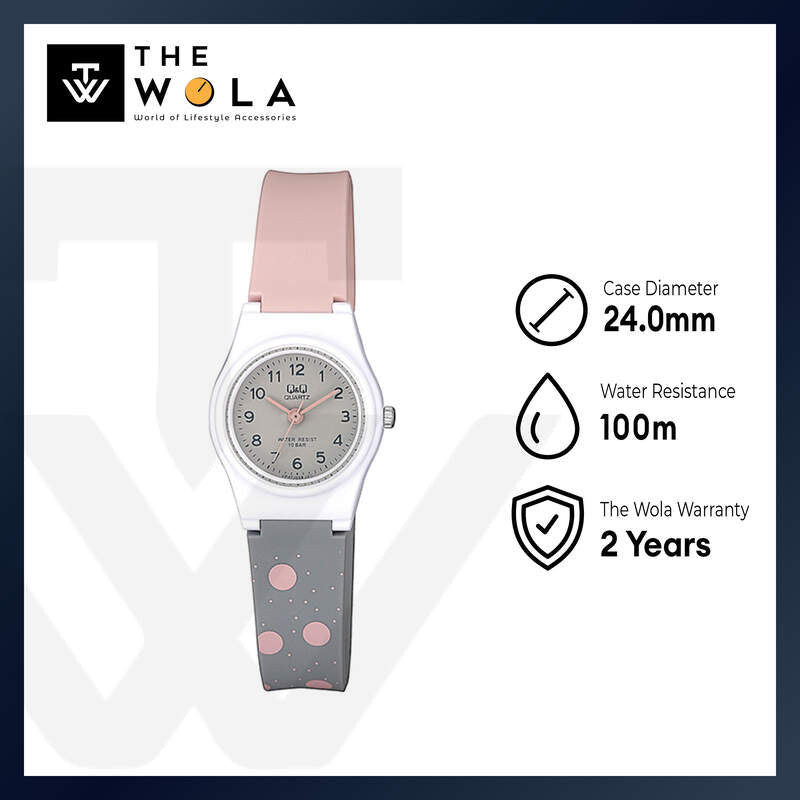 Q&Q Watch by Citizen VP47J038Y Kids Analog Watch with Pink Rubber Strap