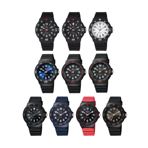 Q&Q Watch By Citizen VR18J013Y Men Analog Watch with Red Rubber Strap