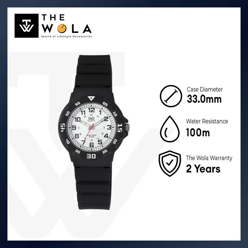 Q&Q Watch by Citizen VR19J003Y Kids Analog Watch with Black Rubber Strap