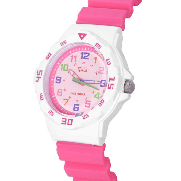 Q&Q Watch by Citizen VR19J012Y Kids Analog Watch with Pink Rubber Strap