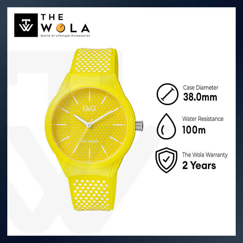 Q&Q Watch by Citizen VR28J040Y Women Analog Watch with Yellow Rubber Strap