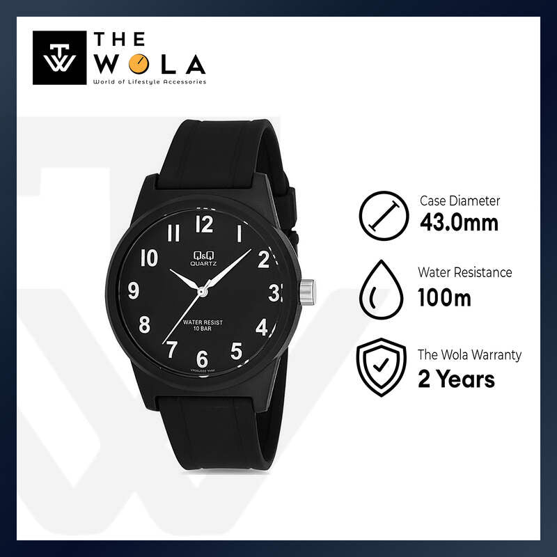 Q&Q Watch by Citizen VR35J022Y Men Analog Watch with Black Rubber Strap