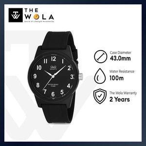 Q&Q Watch by Citizen VR35J022Y Men Analog Watch with Black Rubber Strap