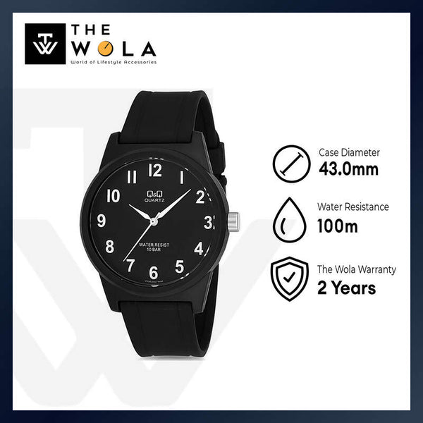 Q&Q Watch by Citizen VR35J022Y Men Analog Watch with Black Rubber Strap