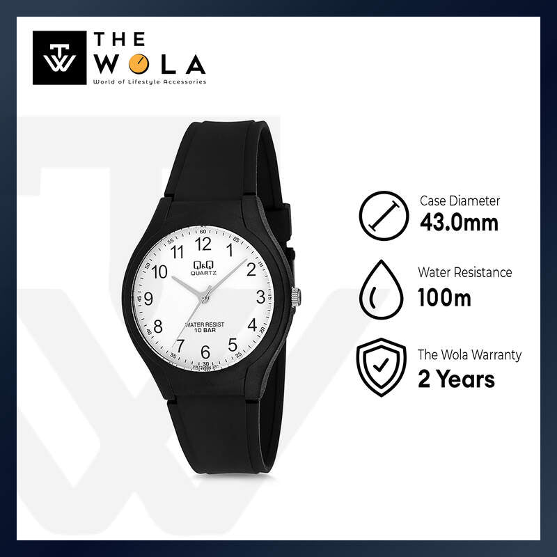 Q&Q Watch by Citizen VR72J004Y Men Analog Watch with Black Rubber Strap