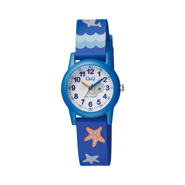 Q&Q Watch By Citizen VR99J009Y Kids Analog Watch with Blue Rubber Strap