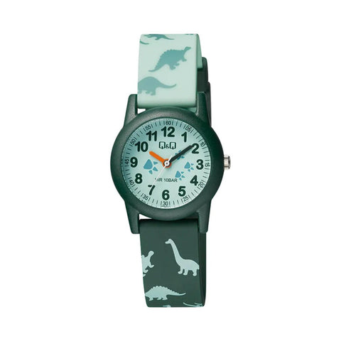 Q&Q VR99J010Y Kids Analog Watch with Green Resin Band