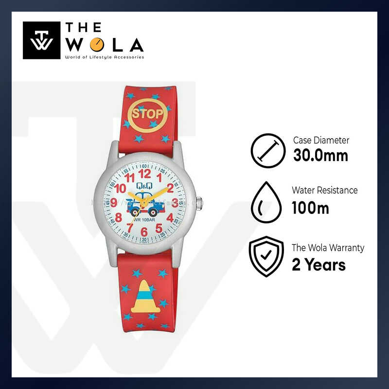 Q&Q Watch by Citizen VR99J020Y Kids Analog Watch with Red Rubber Strap