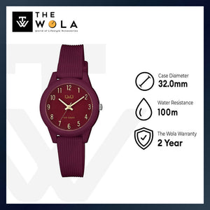 Q&Q Watch By Citizen VS13J007Y Women Analog Watch with Red Rubber Strap