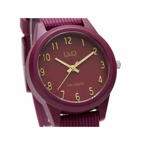 Q&Q Watch By Citizen VS13J007Y Women Analog Watch with Red Rubber Strap