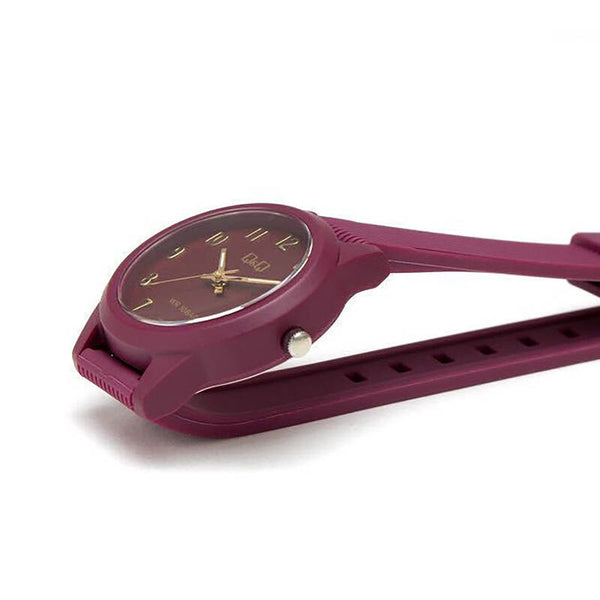 Q&Q Watch By Citizen VS13J007Y Women Analog Watch with Red Rubber Strap