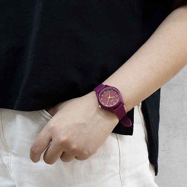 Q&Q Watch By Citizen VS13J007Y Women Analog Watch with Red Rubber Strap