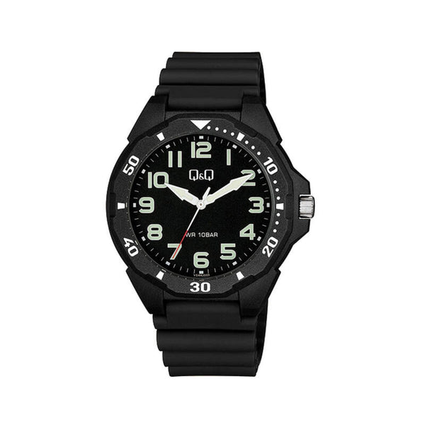 Q&Q Watch by Citizen VS44J003Y Men Analog Watch with Black Rubber Strap